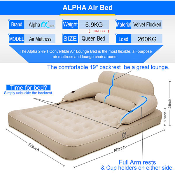 INTEX CONVERTIBLE LOUNGE QUEEN AIR MATTRESS in Bangladesh.